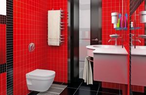 5-ka elegantný farebné kombinácie materiálov, nábytku a doplnkov do kúpeľne. hovorí dizajnér