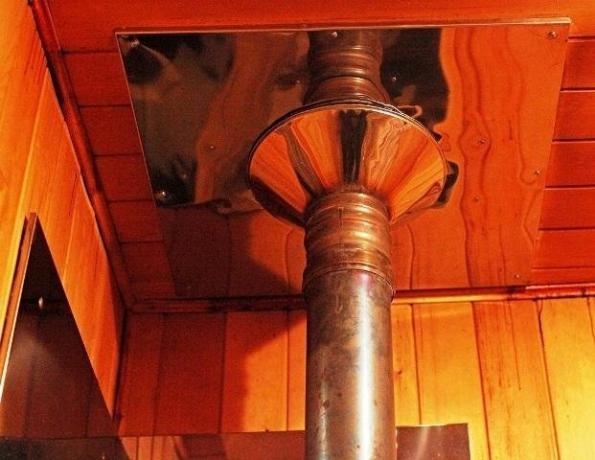 Ak je komín smerovaná cez zabezpečené drevenou konštrukciou, vzdialenosť môže byť znížená na 25 cm.